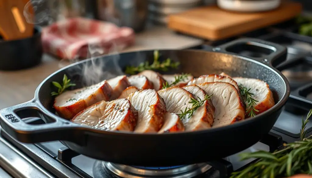 Reheating pork loin on the stove