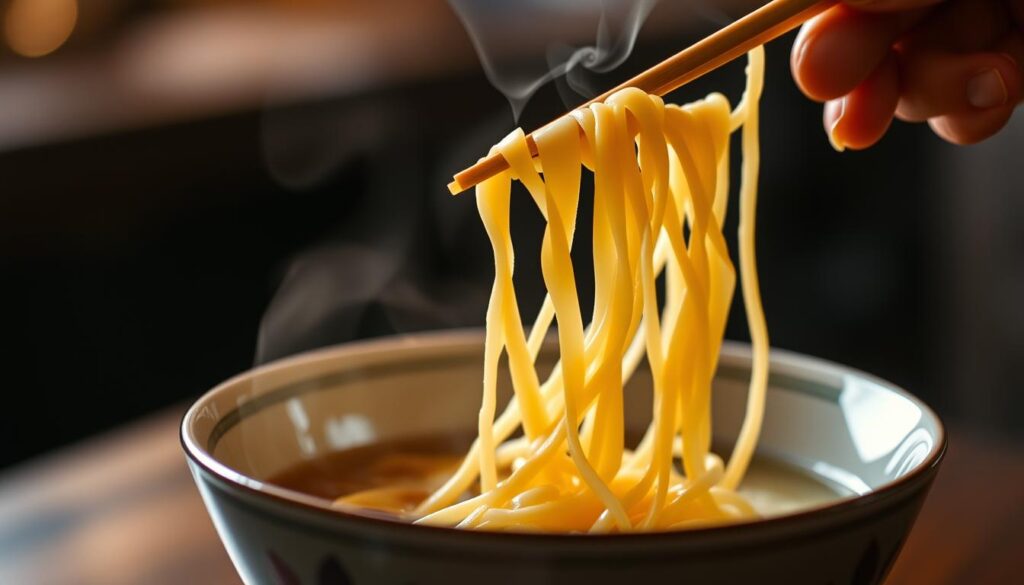 Separating noodles with chopsticks