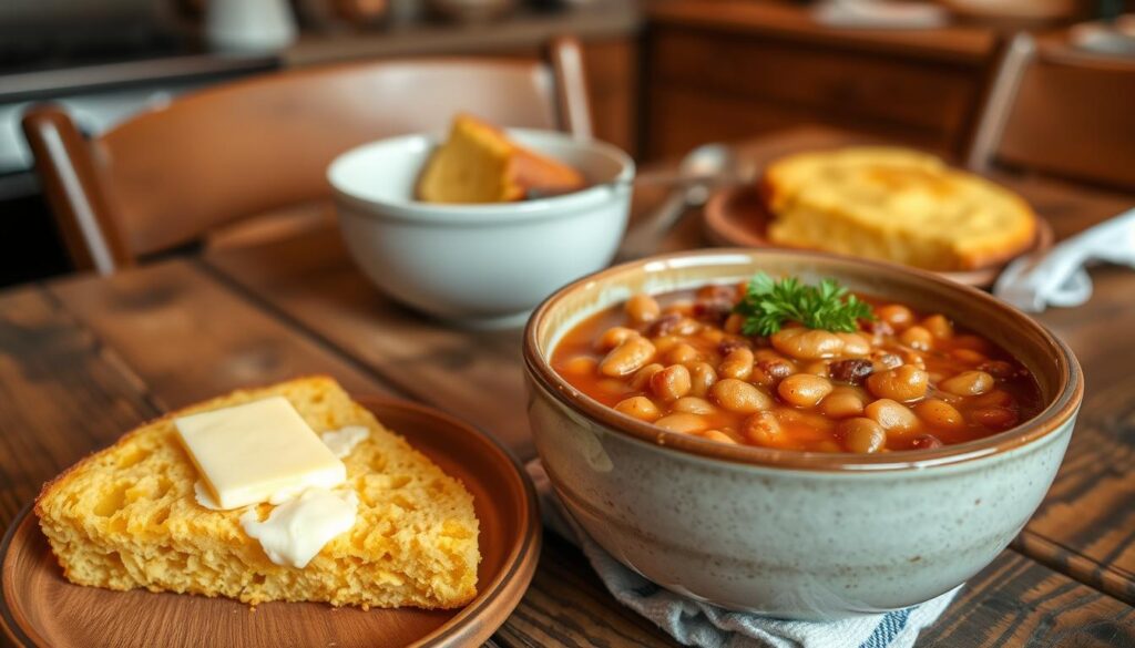 baked beans and cornbread