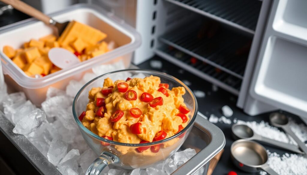 freezing process of pimento cheese