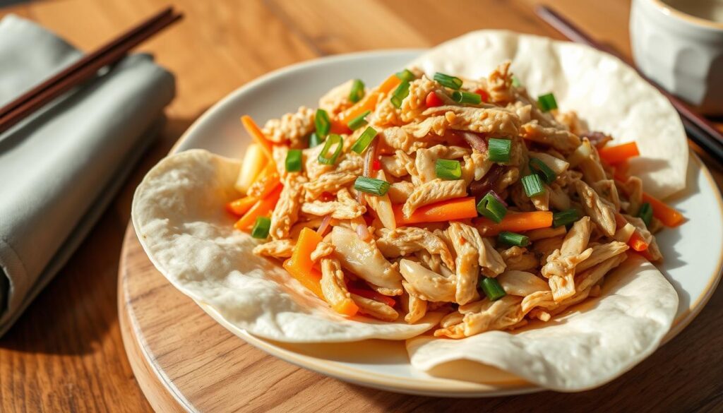 moo shu chicken with pancakes