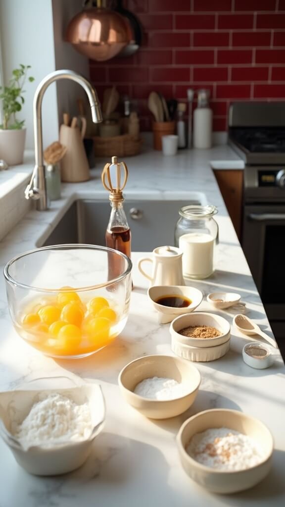 Ingredients for coconut flour pancakes being prepared in a modern kitchen