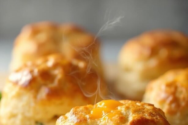 "Golden-brown keto jalapeño cheddar biscuits with visible melted cheese and diced peppers on a clean marble countertop"